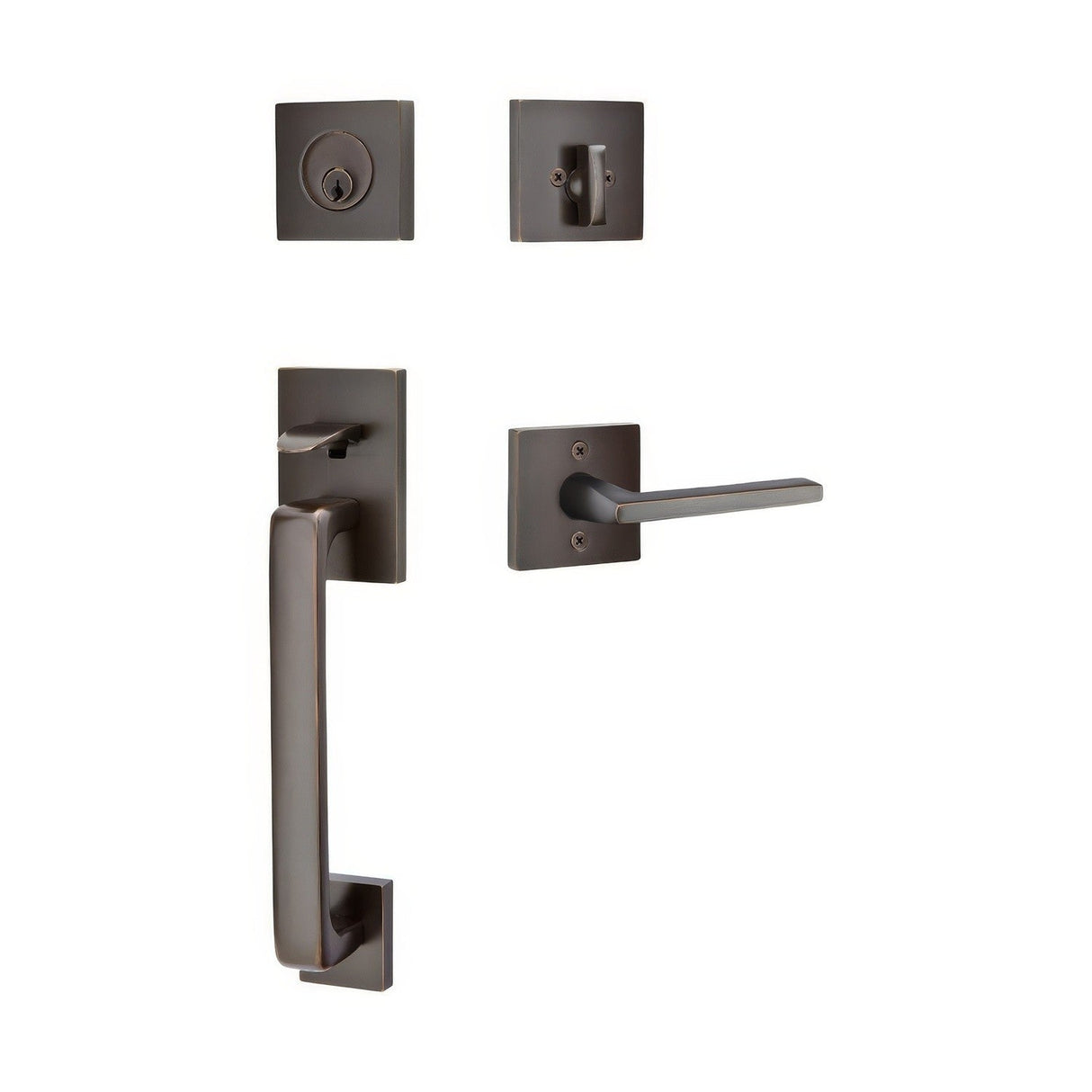 Emtek 4820HLOUSLH Helios Lever Left Hand 2-3/8" and 2-3/4" Backset Single Cylinder Baden Tubular Handleset