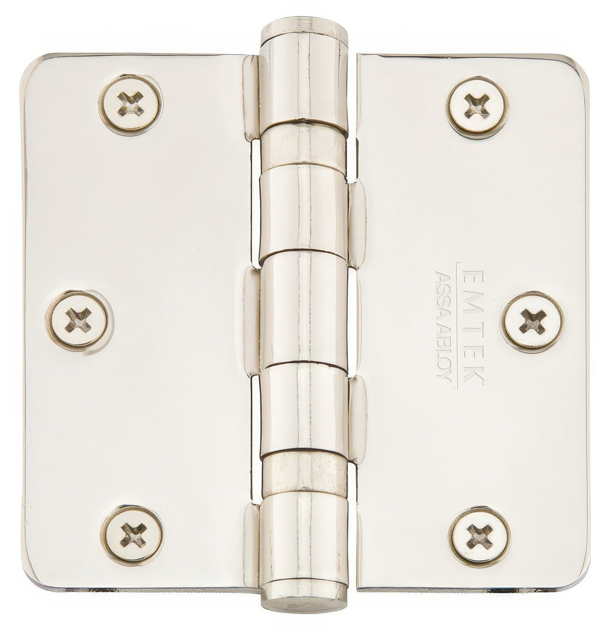 Emtek 94023US 3-1/2" x 3-1/2" Plated Steel Heavy Duty 1/4" Radius Round Corner Ball Bearing Hinges - Pair