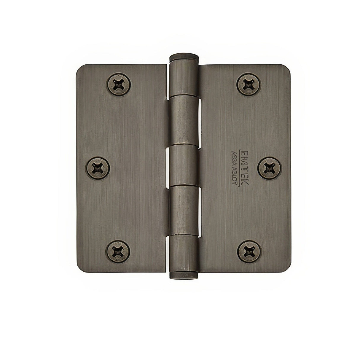 Emtek 3.5" x 3.5" Solid Brass 1/4" Radius Corner Plain Bearing Mortise Hinge - Pair
