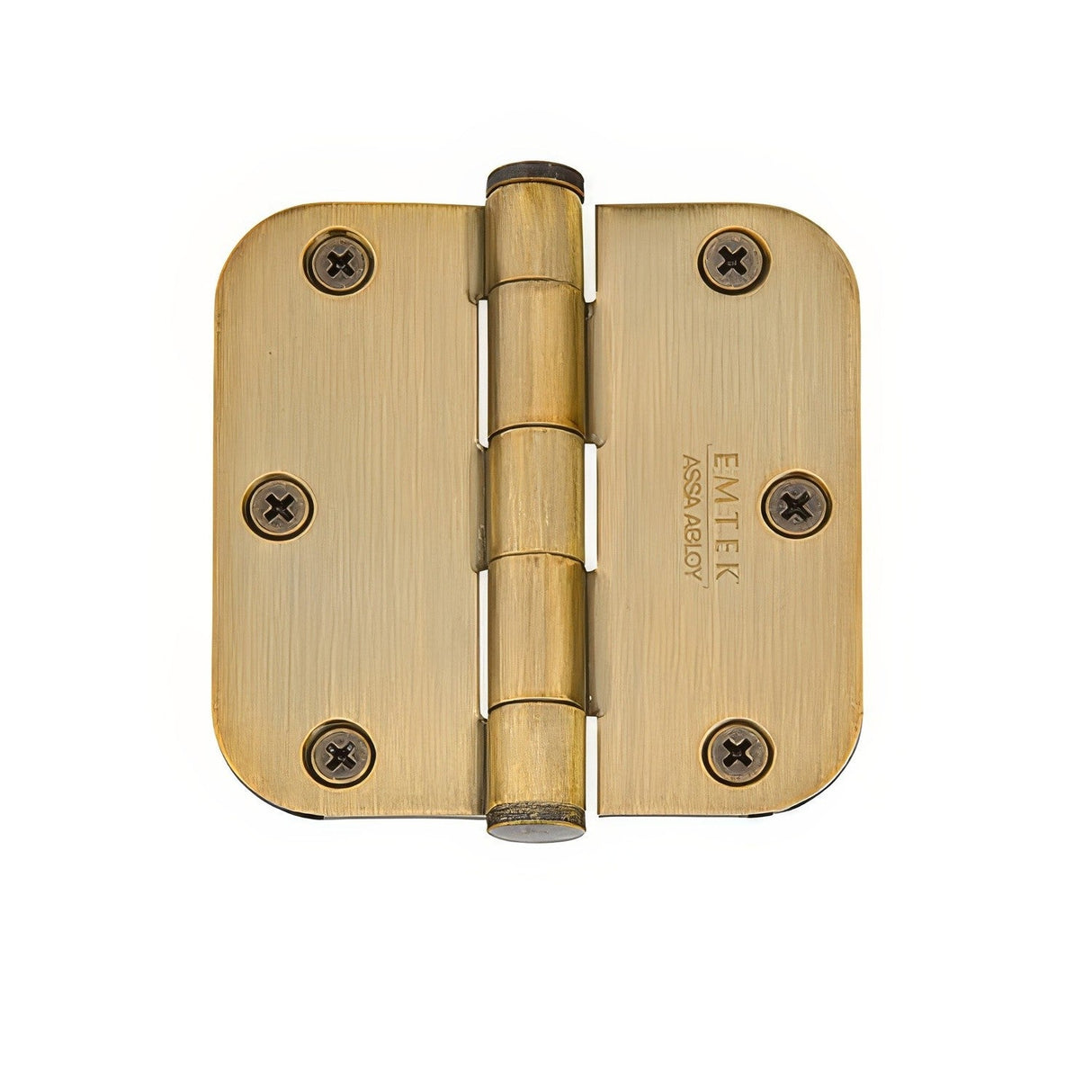 Emtek 3.5" x 3.5" Solid Brass 1/4" Radius Corner Plain Bearing Mortise Hinge - Pair