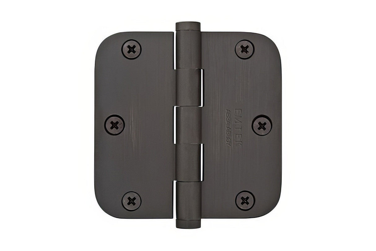 Emtek 96233 3.5" x 3.5" Solid Brass 5/8" Radius Corner Plain Bearing Mortise Hinge - Pair