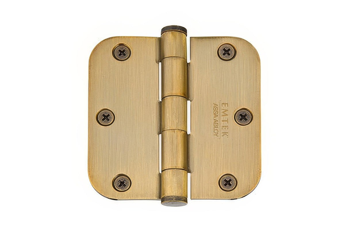 Emtek 96233 3.5" x 3.5" Solid Brass 5/8" Radius Corner Plain Bearing Mortise Hinge - Pair