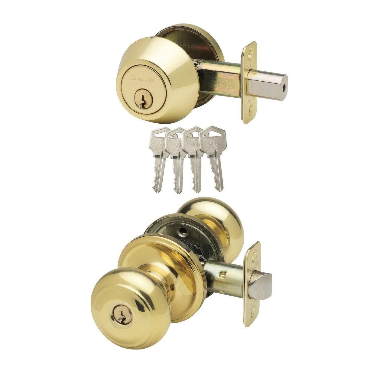 Copper Creek CKDB141 Colonial Single Cylinder Keyed Entry Knob Set Combo Pack with Deadbolt