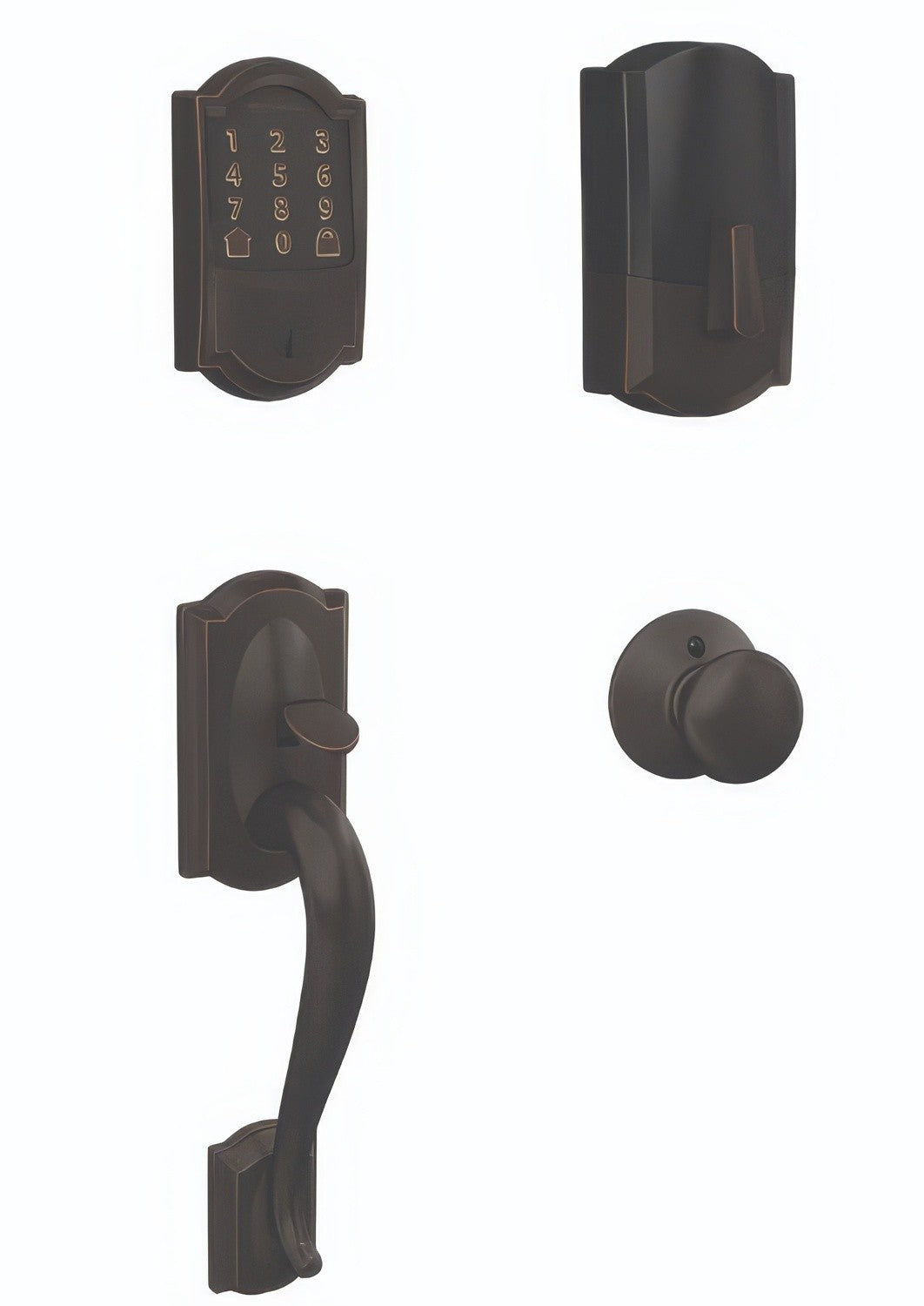 Schlage FE489WBCCAM-PLY Camelot Encode Smart Wifi Touchscreen Deadbolt with Lower Camelot Handleset and Plymouth Knob Trim