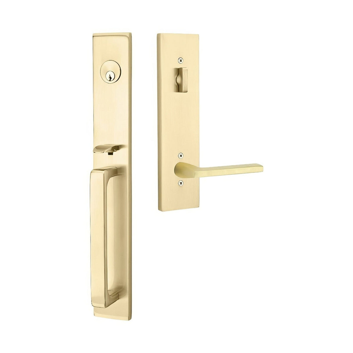 Emtek 4819HLOUSLH Helios Lever Left Hand 2-3/8" and 2-3/4" Backset Single Cylinder Lausanne Tubular Handleset