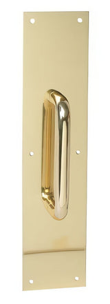 Ives 83028-416-8 4" x 16" Brass Pull Plate with 3/4" Round Handle on 8" Center