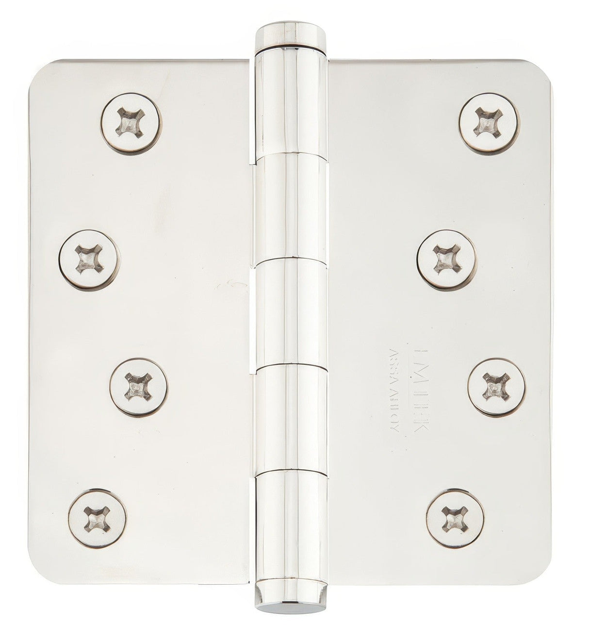 Emtek 91034US 4" x 4" Plated Steel Residential Duty 5/8" Radius Round Corner Plain Bearing Hinges - Pair