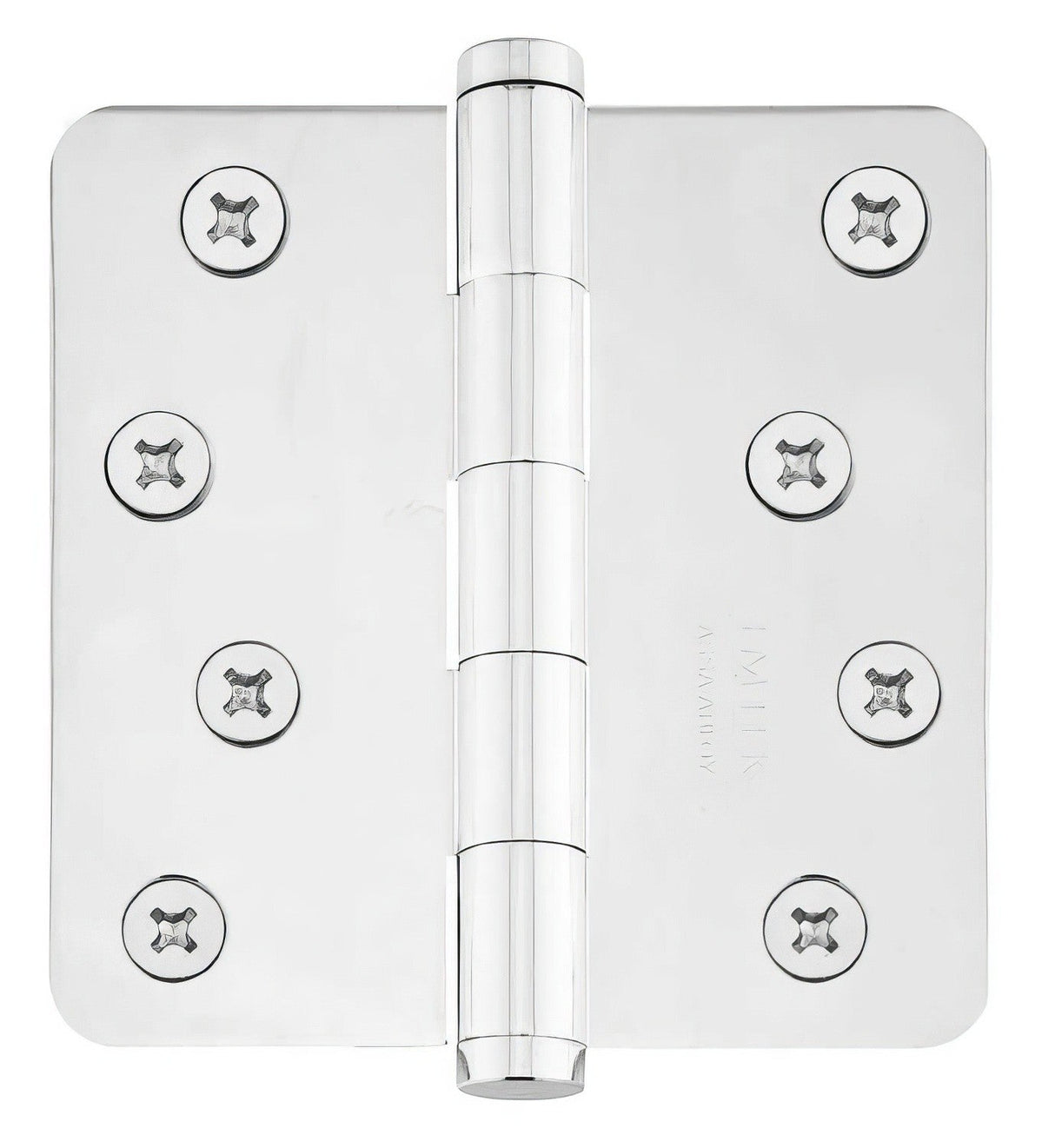 Emtek 91034US 4" x 4" Plated Steel Residential Duty 5/8" Radius Round Corner Plain Bearing Hinges - Pair