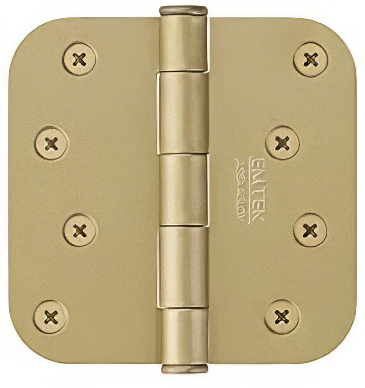 Emtek 91034US 4" x 4" Plated Steel Residential Duty 5/8" Radius Round Corner Plain Bearing Hinges - Pair
