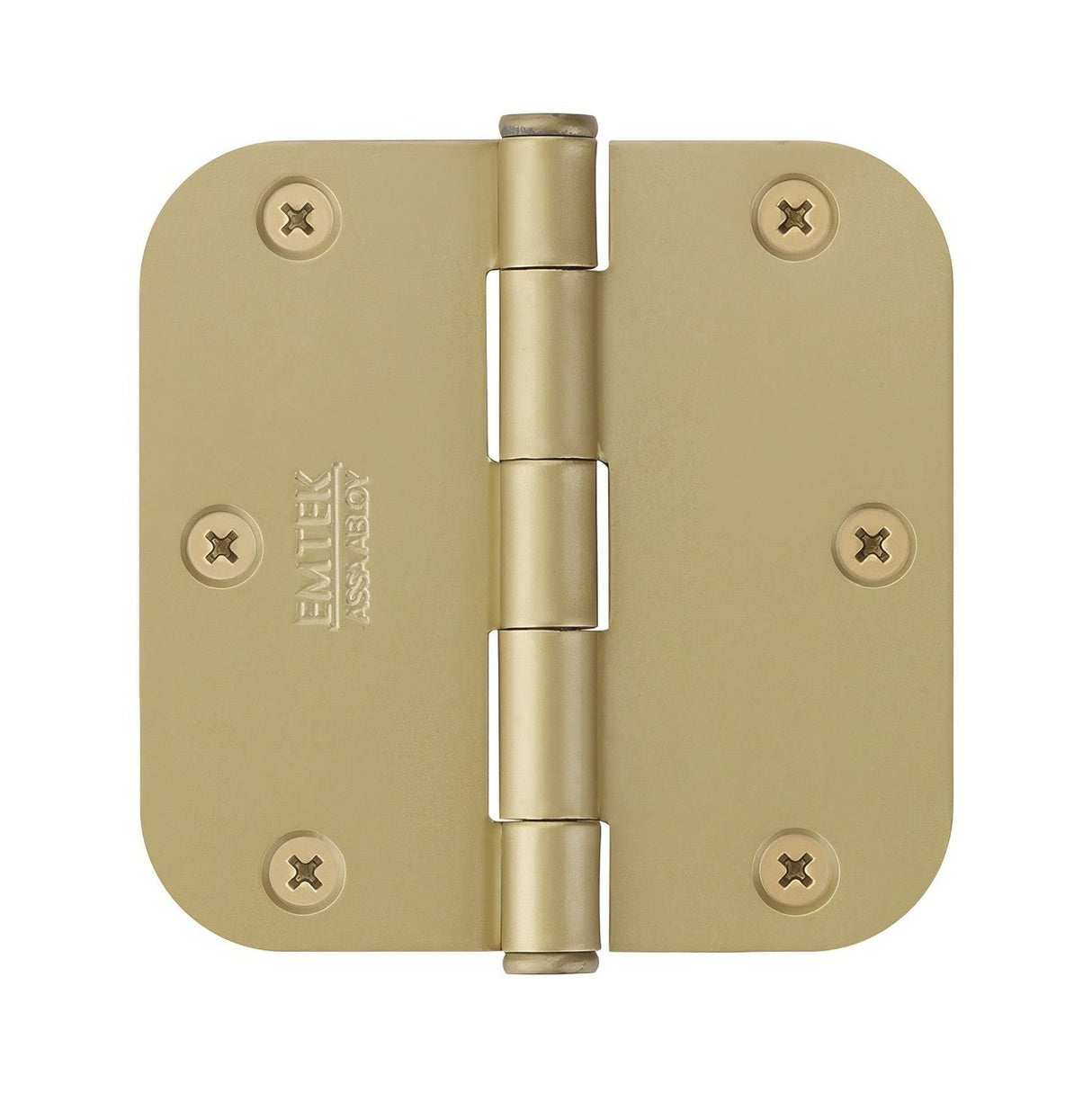 Emtek 92033US 3-1/2" x 3-1/2" Plated Steel Heavy Duty 5/8" Radius Round Corner Plain Bearing Hinges - Pair