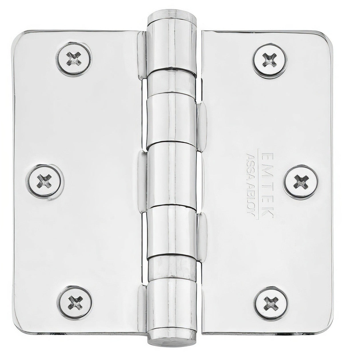 Emtek 94023US 3-1/2" x 3-1/2" Plated Steel Heavy Duty 1/4" Radius Round Corner Ball Bearing Hinges - Pair