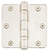 Emtek 94023US 3-1/2" x 3-1/2" Plated Steel Heavy Duty 1/4" Radius Round Corner Ball Bearing Hinges - Pair