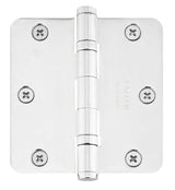 Emtek 3.5" x 3.5" Solid Brass 1/4" Radius Corner Plain Bearing Mortise Hinge - Pair