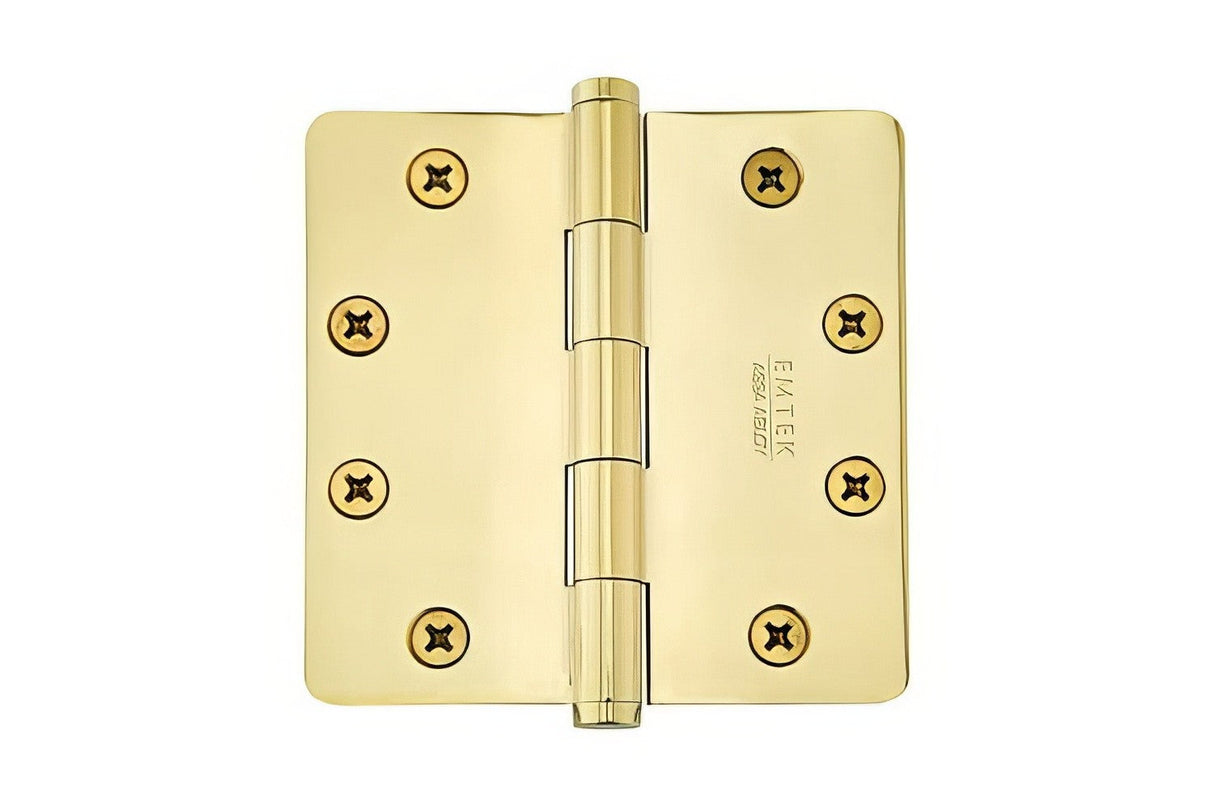 Emtek 96225US 4.5" x 4.5" Solid Brass 1/4" Radius Corner Plain Bearing Mortise Hinge - Pair