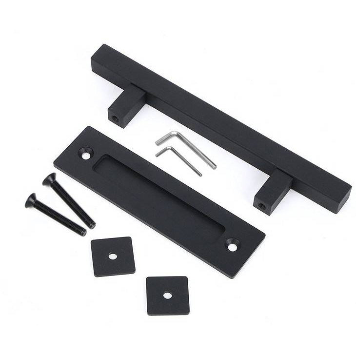 Orca Hardware AH-COMBOSQ Sliding Door Square Bar and Recessed Pull Combo