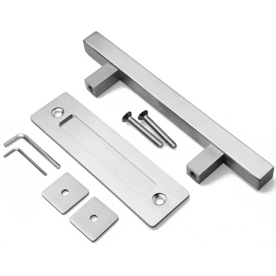 Orca Hardware AH-COMBOSQ Sliding Door Square Bar and Recessed Pull Combo