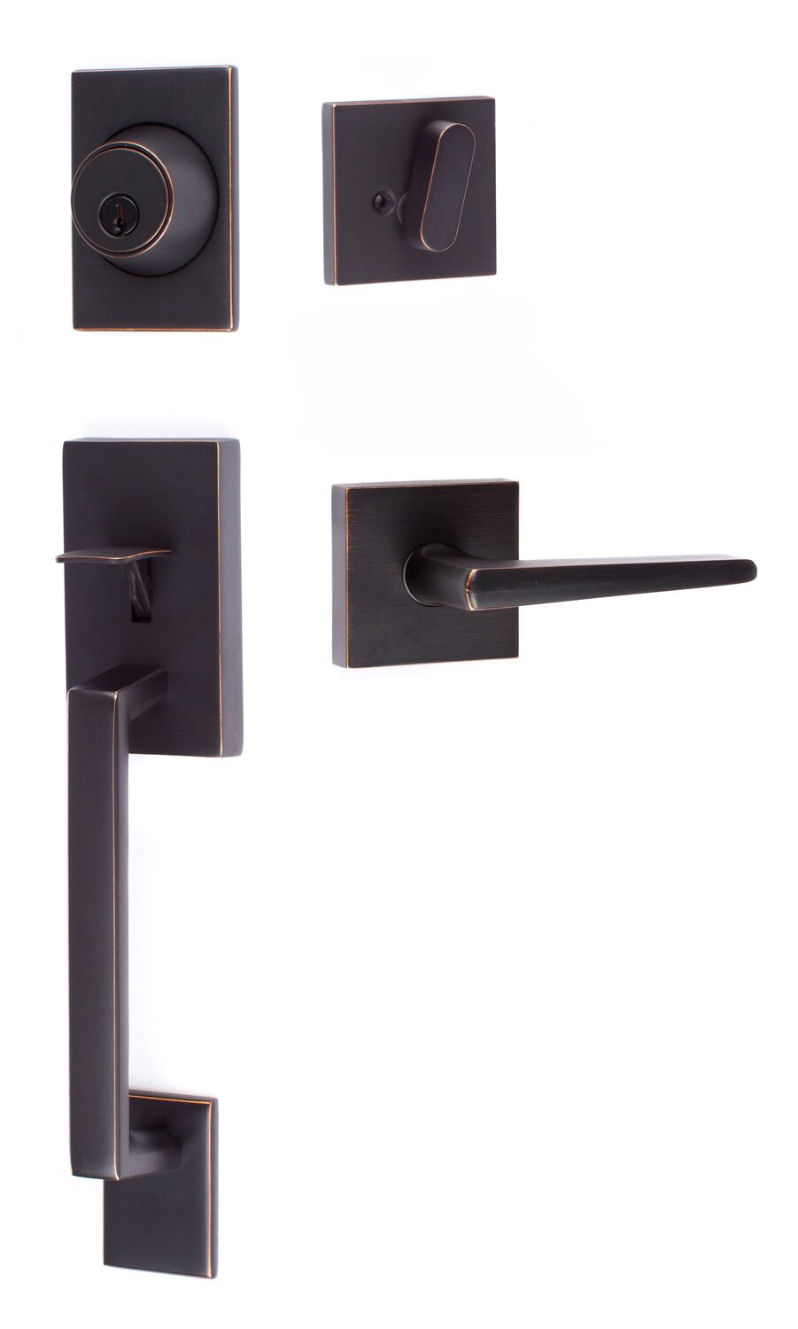 Sure-Loc Hardware KN507-S-BS-SQ Koln Handleset with Basel Square Handleset Trim