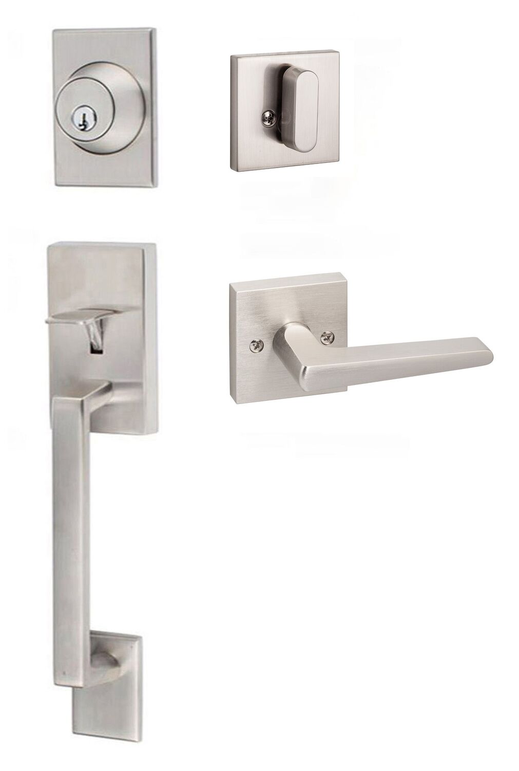 Sure-Loc Hardware KN507-S-BS-SQ Koln Handleset with Basel Square Handleset Trim