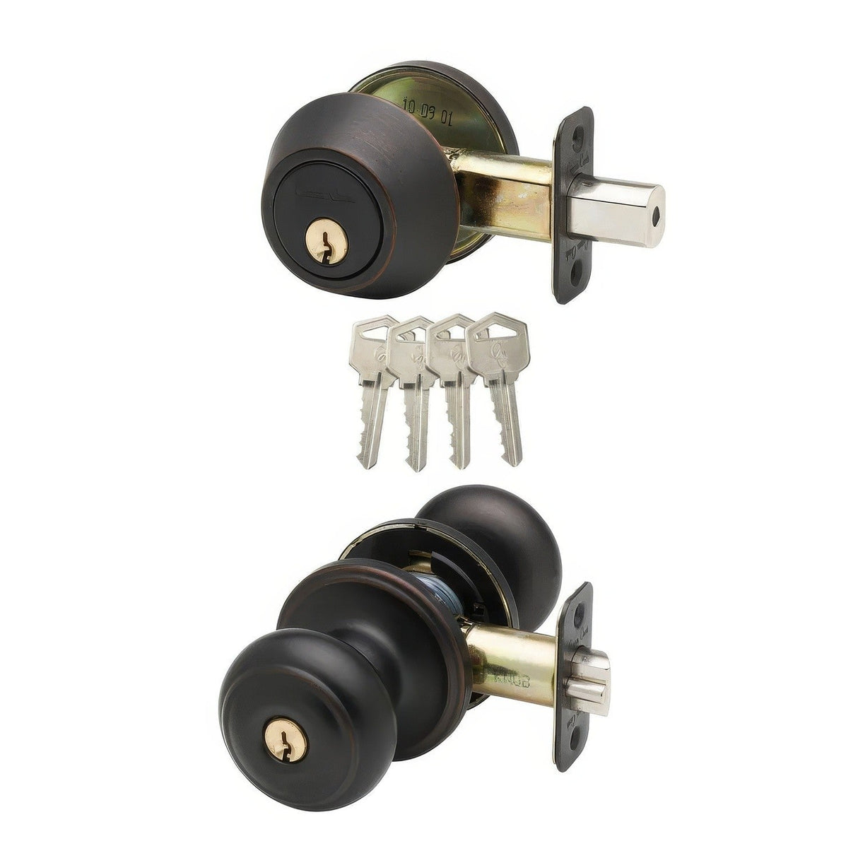 Copper Creek CKDB141 Colonial Single Cylinder Keyed Entry Knob Set Combo Pack with Deadbolt