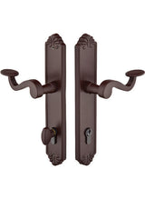 Emtek 1-1/2" x 11" Non-Keyed Passage Function Multi Point Trim with 3-5/8" Center and Lost Wax Cast Bronze Tuscany Style Plate