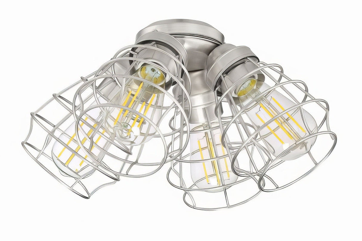 Craftmade LK405101-BNK-LED 4 Light Cage Ceiling Fan Light Kit in Brushed Polished Nickel
