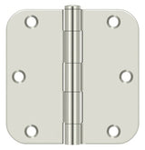 Deltana S35R5 3-1/2" x 3-1/2" Plain Bearing 5/8" Radius Corner Door Hinge - Pair