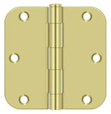 Deltana S35R5 3-1/2" x 3-1/2" Plain Bearing 5/8" Radius Corner Door Hinge - Pair